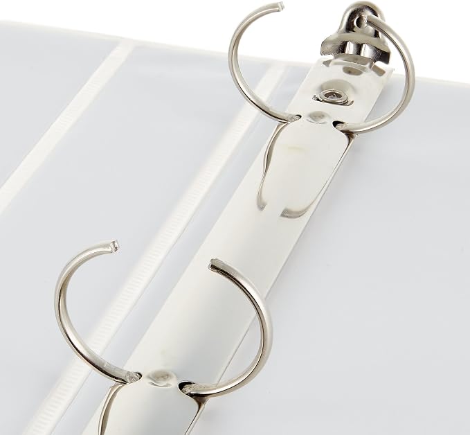 Amazon Basics 3-Ring Binder, 1-Inch, Customizable, with Pockets for Organization, White, 2-Pack