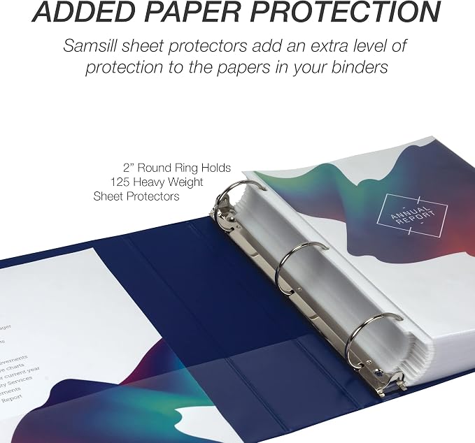 Samsill 2 Inch 3 Ring Binder, Economy Round Ring, Clear View Cover, 425 Sheet Capacity - for School, Home, Office - Dark Blue