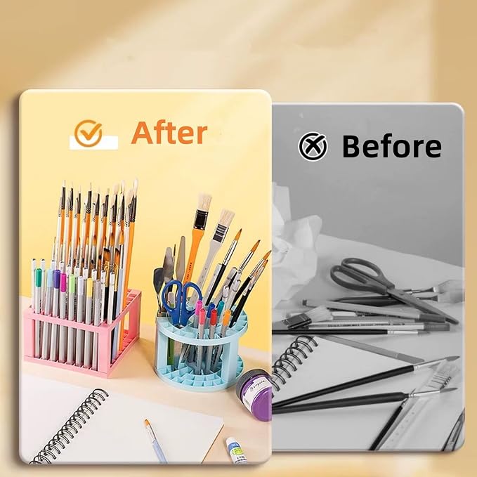 Feadily 3 PCS 49 Hole Paint Brush Holder for Artist, Desk Organizer for Colored Pencils, Markers (White/Purple/Pink)