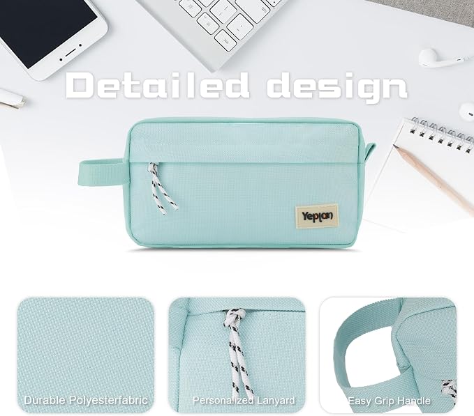 Yeplan Blue Pencil case,Large Capacity Pencil Pouch | Pencil Bag,Pencil Box,Cute Pencil Case,Stationery,Durable Light Weight Material,Back To School, Pencil Case For Girls