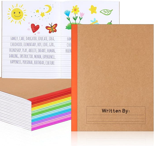 Henoyso 20 Pack Primary Composition Notebook, 9-3/4" x 7-1/2", Kids Primary Journal, K-2 Writing Notebook for Kids Student Draw Write Story Journal Half Blank Books(Classic Color)
