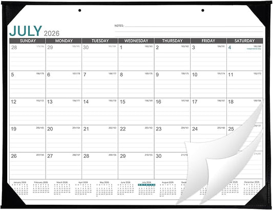 2026-2027 Desk Calendar - Roll Packaging Desk Calendar 2026-2027, Jul. 2026 - Dec. 2027, 22"x17" Desktop Calendar, Corner Protectors