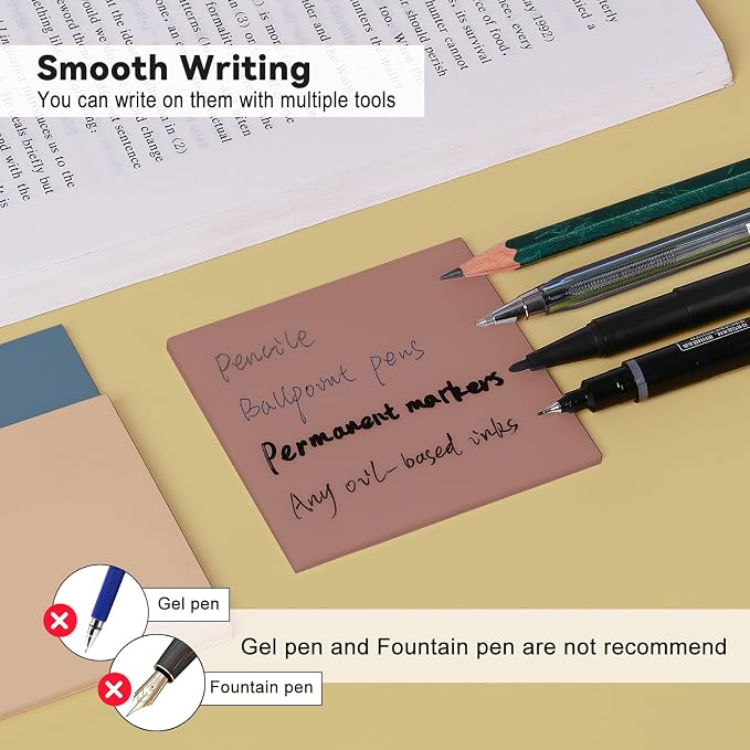 400 Sheets Transparent Sticky Notes 3x3 in, 8 Pastel Clear Sticky Note | Translucent See Through Self-Stick Note for Annotation Book College School and Office Supplies