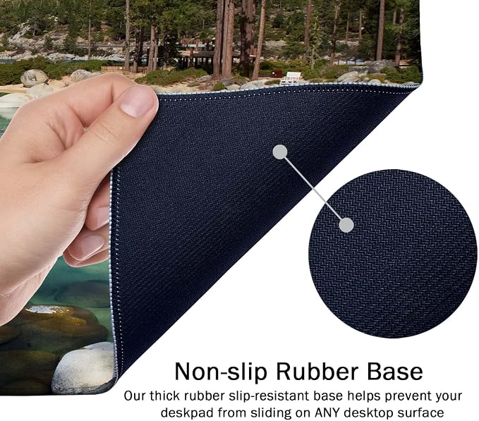 SSOIU Extended Mouse Pad, XXL Gaming Mouse Pads, Large Big Mousepad Laptop Computer Keyboard Mat Desk Pad with Non-Slip Base Stitched Edge for Gaming Office, 35.5 x 15.7 inch, Lake Tahoe