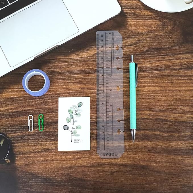 10 Pack Clear Ruler Bookmark Plastic Binder Divider A5 Straight Ruler Page Markers Today Planner Page Finders for A5 6 Ring Notebook Binder Refillable Journal