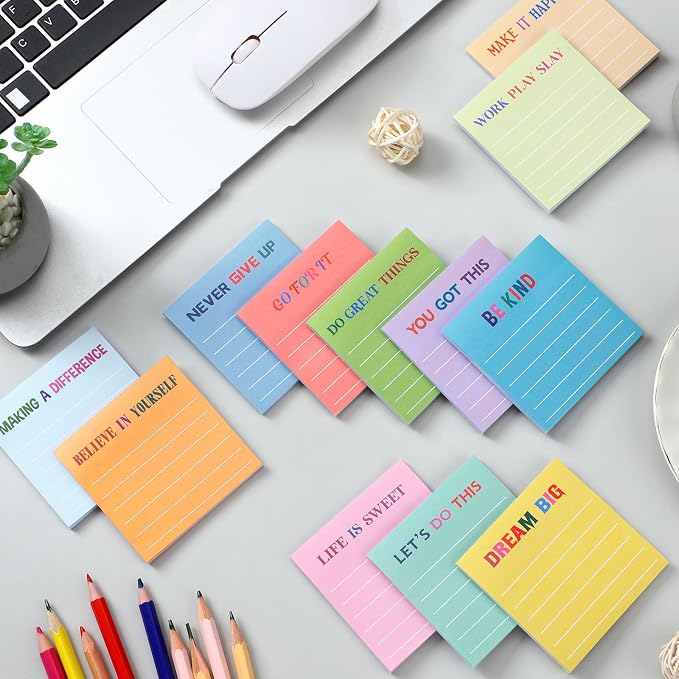 Yinder 24 Pcs Sticky Notes Gifts Bulk,Motivational,Light Color