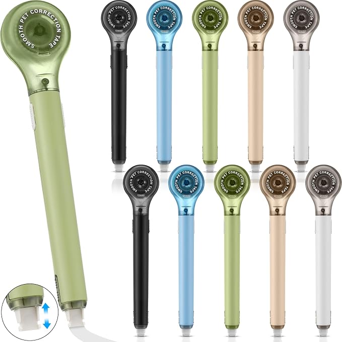 Gersoniel 10 Pack Correction Tape Pen Correctional Ink Tape Push Pull Protective, Easy to Use Applicator for School Office Supplies, 0.2 x 236 Inch (Natural Color)