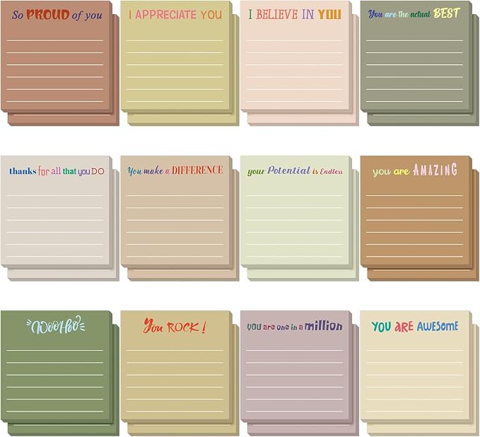 Yinder 24 Pcs Sticky Notes Gifts Bulk,Appreciation,Boho