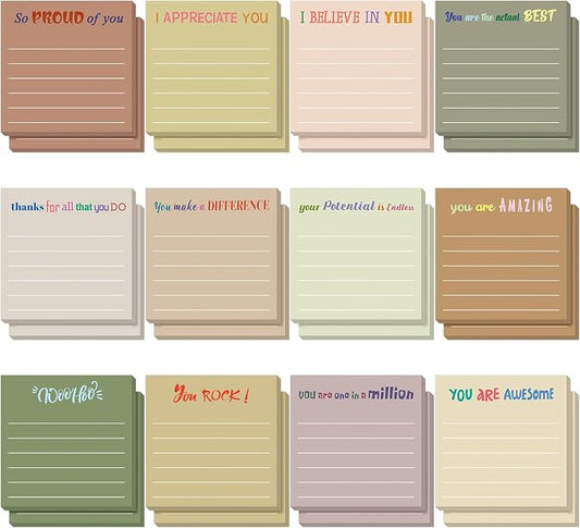 Yinder 24 Pcs Sticky Notes Gifts Bulk,Appreciation,Boho