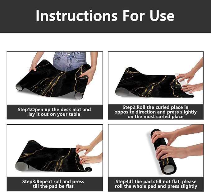 Britimes Black Gold Marble Desk Mat Deak Pad Non-Slip PU Leather Large Keyboard Mouse Pad Office Desktop Accessories for Office,Work,Home Decor(31.5"X15.7")