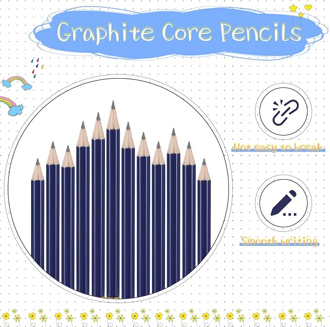 Zonon 24 Pcs Navy Blue Golf Pencils with Erasers Mini Small Pencil Baby Shower Favors Bulk Hexagon Wooden Sharpened Half Graphite 2B for Golf Event, Wedding, Party Game, School, Company, Pew, Pocket