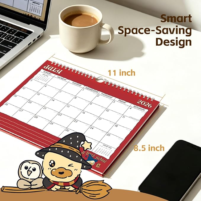 Comix x Bduck 18 Month Wall Calendar 2026-2027 11x8.5 Inch, Monthly Planner Jul 2026 to Dec 2027, Thick 120GSM Paper with Stable Twin-Wire Binding for Home Office Planning