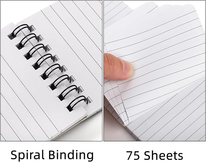 Hacaroa 30 Pack Top Spiral Memo Pads, 3"x5" Lined Pocket Notebook Mini College Ruled Paper 75 Sheets/150 Pages, Wirebound Small Steno Pads for Home, School, Office, Assorted Colors