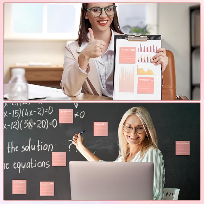Yinder 24 Pcs Inspirational Sticky Notes, Back to School Supplies, Cute Motivational Sticky Notes Pad Employee Appreciation Gifts Bulk for Teacher Coworker Office 3 x 3'' (Appreciation,Pink)