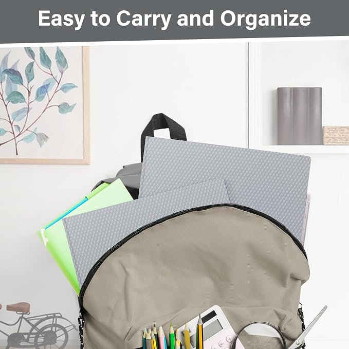 12-Pack Plastic Pockets with Prongs, 2-Pocket Folders with 3 Fasteners, Holds 8.5" x 11" Paper, Silvery