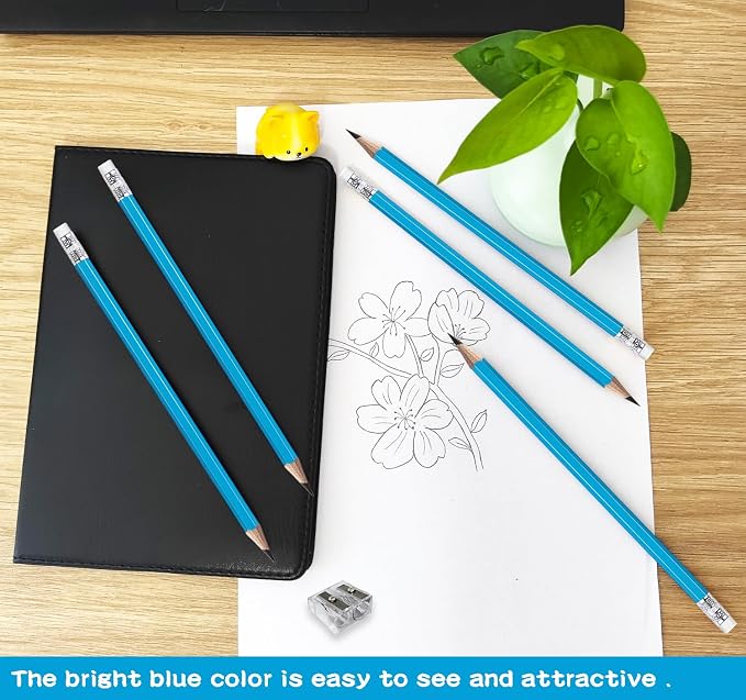 Adhere 25pcs Woodcase Pencils with Eraser Premium Pre-Sharpened Hexagon Graphite 2B pencils ideal for home, office writing including a Free Sharpener
