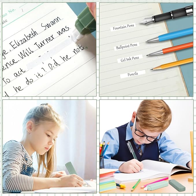 Resurhang Sage Green Office Desk Accessories Aesthetic School Supplies Pens Sticky Note Set 6 Mini Correction Tape 6 Retractable Black Ink Pens 0.5 mm Fine Point Pen Self Stick Index Tabs(Green)