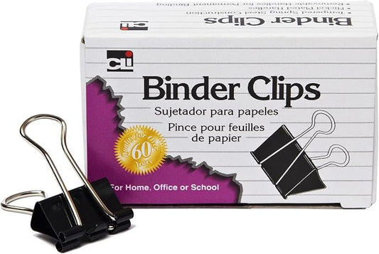 Charles Leonard Binder Clips, Mini, Black/Silver, 12-Pack (50001)