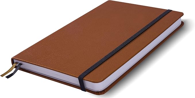 Minimalism Art, Premium Hard Cover Notebook Journal, Classic 5" x 8.3", 122 Numbered Pages, Gusseted Pocket, Ribbon Bookmark, Extra Thick Ink-Proof Paper 120gsm, San Francisco (Squared, Brown)