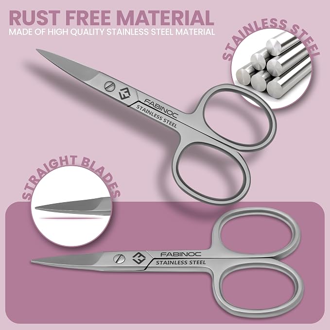 Straight Nail Scissors for Men & Women – German Quality Stainless Steel – Small Manicure Pedicure Scissors for Fingernail, Toe Nail, Eyebrows & Mustache