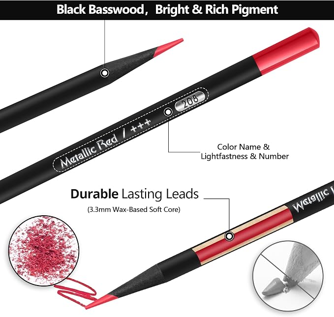 HIFORNY 75 Pack Premium Black Edition Colored Pencils for Adults Coloring – 72 Coloring Pencils with Extras,Artists Soft Core,Drawing Pencils Art Supplies for Adults Beginners