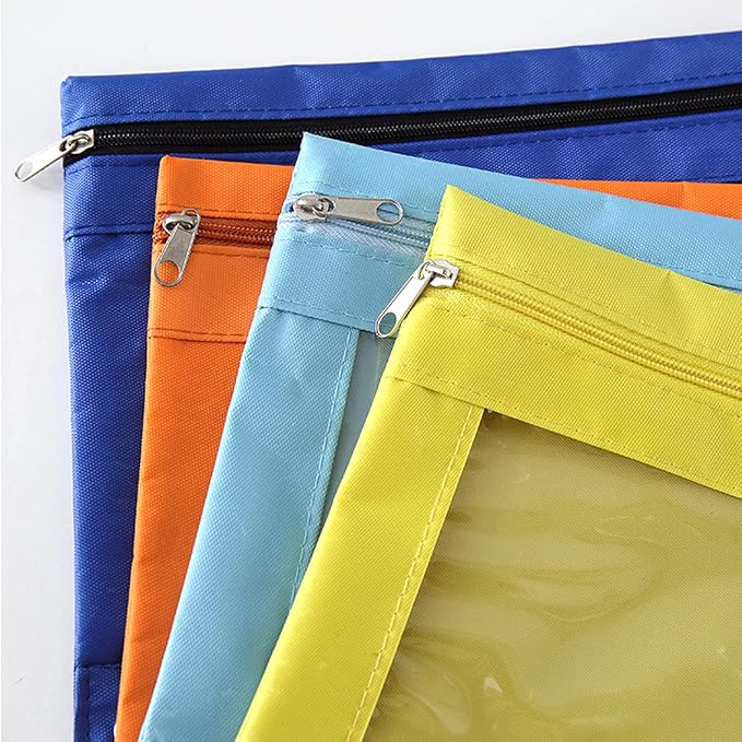 Zippered Pen Pencil Binder Pouch | 3 Rings with Clear Window for School Classroom Organizers 8 Pcs (yellow)