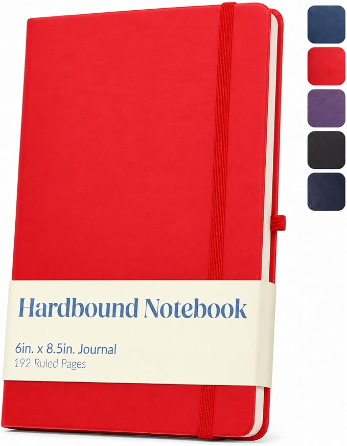 Eccolo Cool Jazz Hardbound Writing Journal, 192-Page Lined Paper, Lay-Flat | Elastic Band Closure, Interior Gusset Pocket, Double Ribbon Bookmarks and Built-In Pen Holder, Durable Section-Sewn Binding