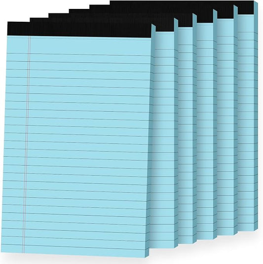 6pcs Small Note Pads, Blue Notepads 5x8 College Ruled Notebook, Writing Pads 5 x 8, Legal Pads, Pad Paper Perforate Notebooks for Work, Message, School, Office Supplies,30 Sheets/Pack