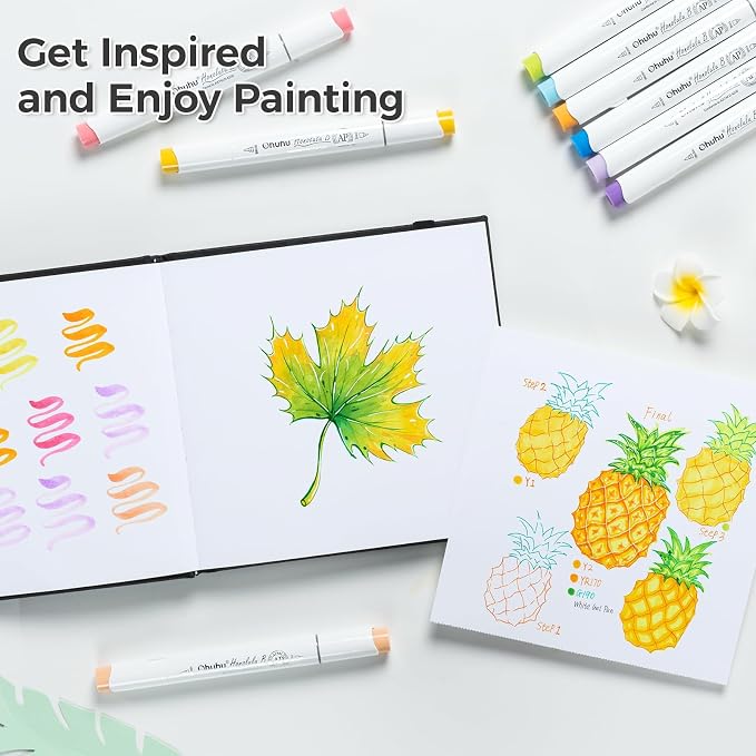 Ohuhu Marker Pads Art Sketchbook, 6.3"x6.3" Mini Square Size, 120 LB/200 GSM Heavy Smooth Drawing Papers, 30 Sheets/60 Pages, Hardcover Sketch Book, for Alcohol Marker Christmas Gift