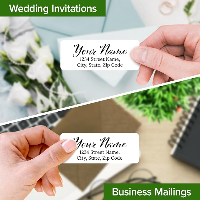 Personalized Return Address Labels, Custom Address and Name Mailing Labels for Envelopes, 1x2.6 Inches, Flat Sheet of 60-1200 Made in USA by My Sign Center- Plain 2