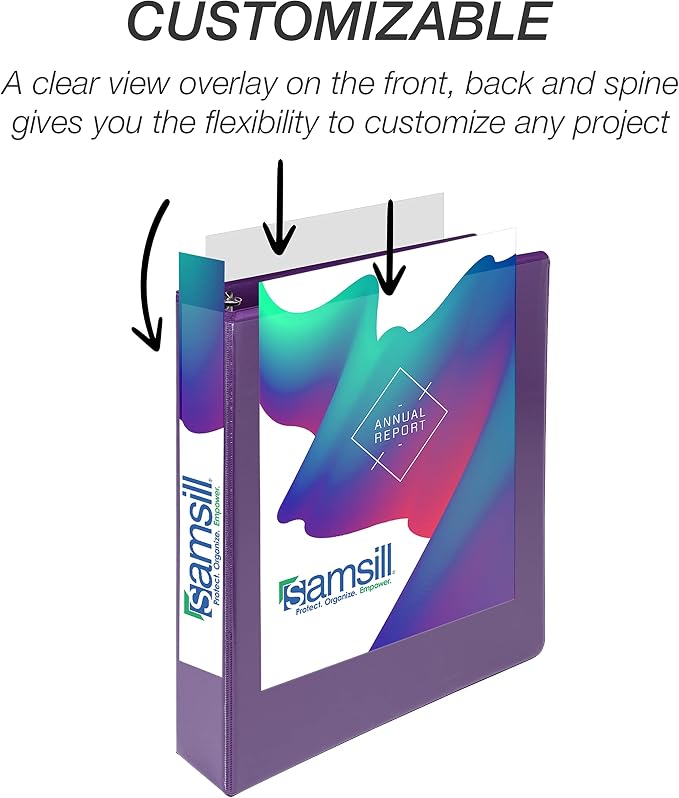 Samsill Durable 1.5 inch 3 Ring Binder, D Ring Binder, 100% Recycled Chipboard, Purple
