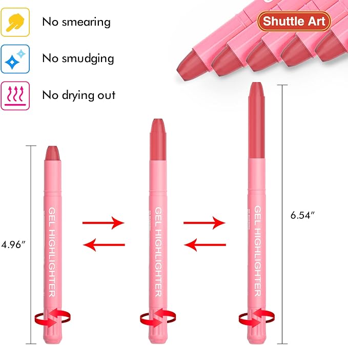 Shuttle Art 5 Pack Pink Gel Highlighters,Bible Highlighters,No Bleed Through, Bible Journaling Supplies,Great for Journaling, Highlighting and Studying