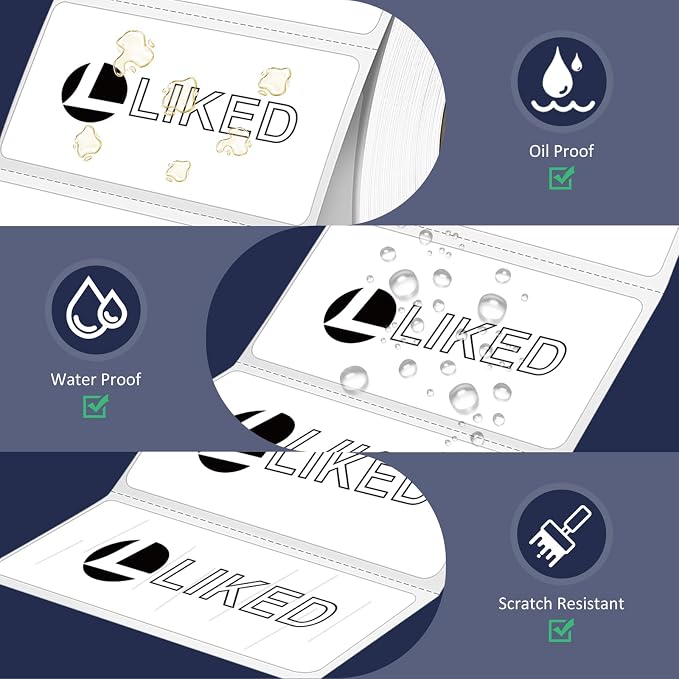 L LIKED 2" x 1" Direct Thermal Labels, Permanent Adhesive Barcode Adress Labels & Compatible with Rollo, Zebra and Other Desktop Printers (1 Roll, 1300 Labels)