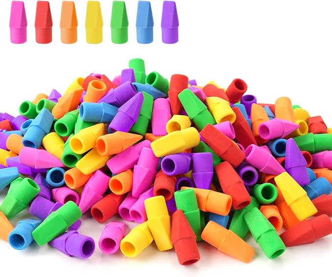 Sooez Pencil Top Erasers, 120 Pack Latex-Free Eraser Caps for Standard Pencils, No-Smudge Cap Erasers for Students, Teachers, Classroom Must Haves, Back to School Supplies, 7 Assorted Colors