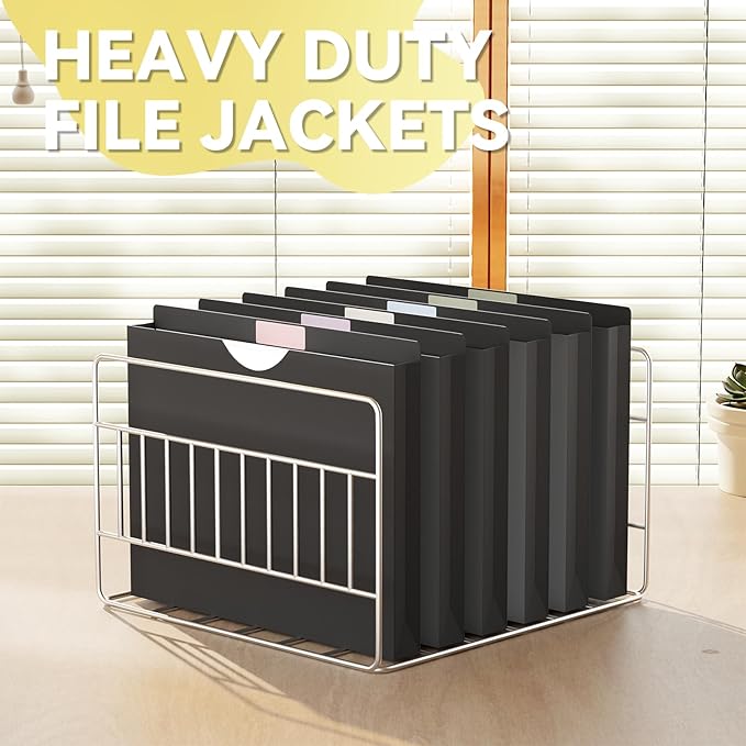 Plastic 1 Inch File Jackets Letter Size,Black Expansion Pocket | 12 Pack Reinforced Manilla Pocket Folders,Poly Expandable File Jacket for Documents,Heavy Duty Files with Straight Cut Tabs