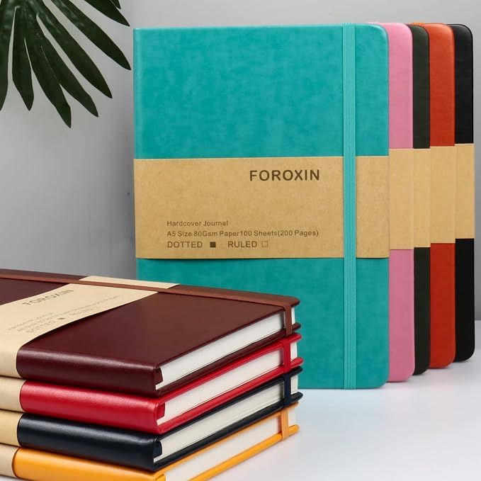 Journal notebook (A5-Dotted, Turquoise Color),192 Pages, Medium 5.7X8.3 inches - 80 gsm Thick Paper, Hardcover