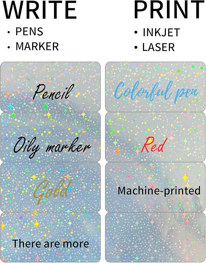 Shipping Labels Stickers, 2"×4" Printable Holographic Mailing Labels for Laser/Inkjet Printing- Matte Holographic Star- 8.5"×11"- 20 Sheet