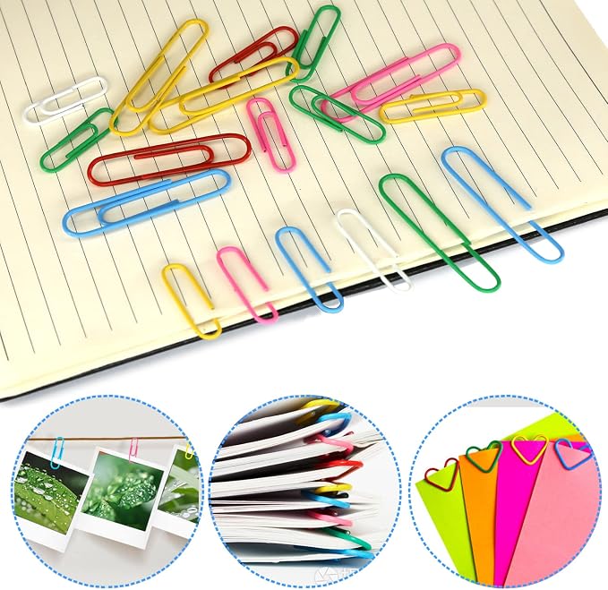 Paper Clips Binder Clips, 400 Pcs Colored Office Clips Set, Assorted Sizes Colored Paper Clips and Binder Clips Set Great for Document Organizing | Assorted Sizes Colored Paper Clips and Binder Clips Set Great for Document Organizing