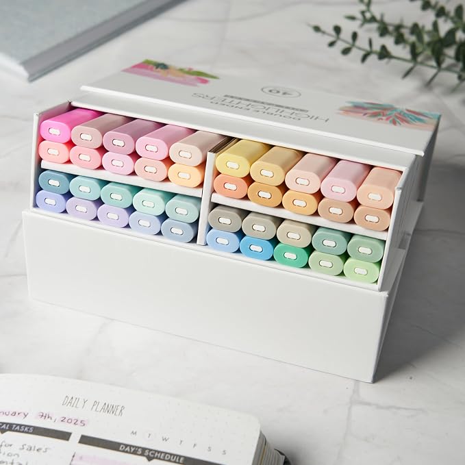 BLIEVE Bible Highlighters No Bleed, Pastel Colors, Dual Tip, 40 Pack | Aesthetic Cute Highlighters, Chisel Tip & Fine Point For Bible & Journaling