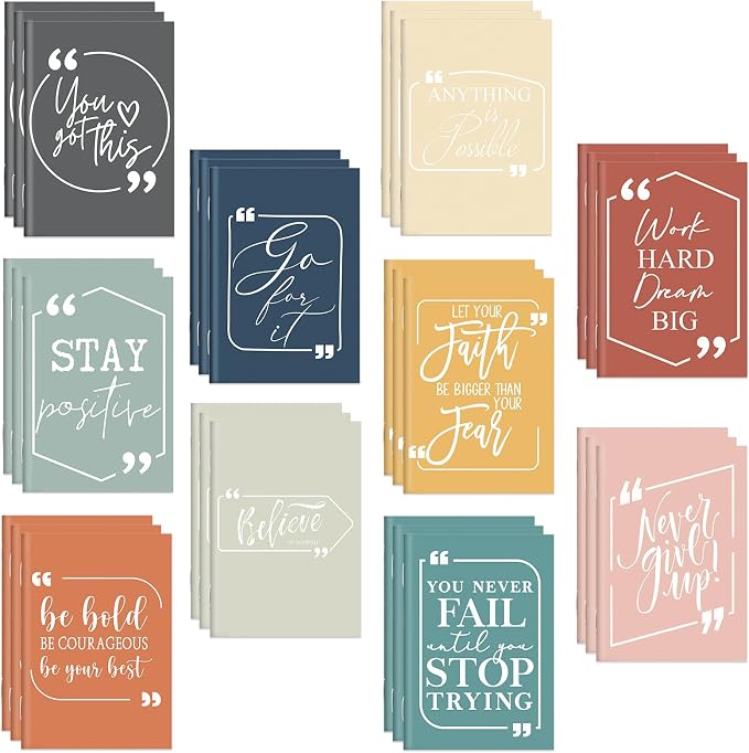 Fulmoon 50 Pcs Mini Notebooks Bulk Small Inspirational Pocket Notebooks Mini Journals Bulk Employee Appreciation Gifts Motivational Notepads for First Day of School Teacher Coworkers (Multicolor)