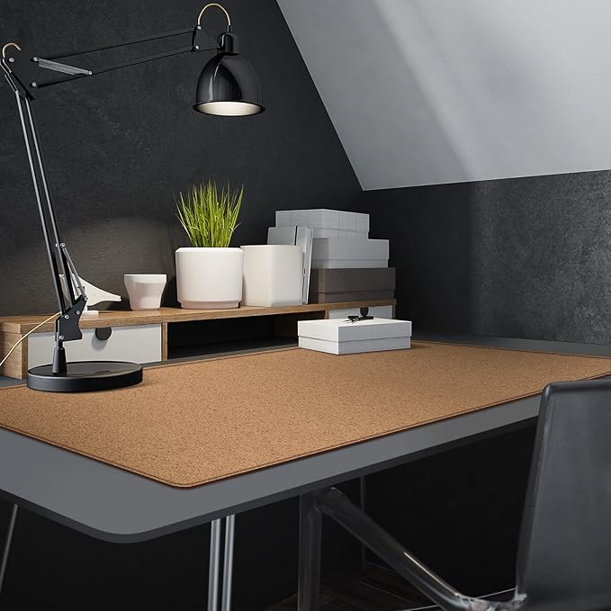 MAIDERN 47.2" x 23.6" XXL Cork & Leather Desk Mat, Full Desk Mouse Pad, Dual Sided, Gaming & Home Office (Brown)