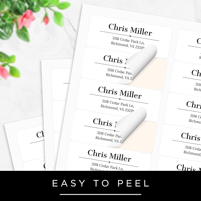 Personalized Return Address Labels, Custom Address and Name Mailing Labels for Envelopes & Branding- Basic Design 1x2.6 Inches Flat Sheet of 60-1200 Made in USA by My Sign Center