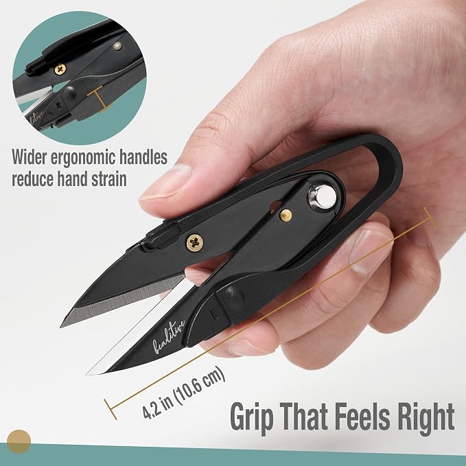 Beaditive Premium Thread Snips - Thread, Yarn, Embroidery Snipper for Sewing, Quilting, Knitting, Jewelry Making - High-Carbon Steel Blades with Protective Cap and Lanyard