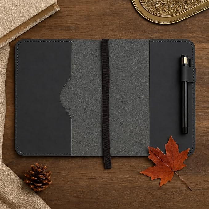 A5 Leather journal cover, Refillable Journal Cover for Large and Medium A5, Leather Handmade Notebook Cover, 9 x 6 Inches Leather Bound Journal (Black)