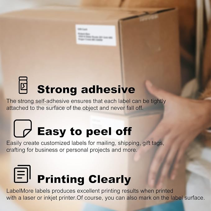 LabelMore 10 up Labels 2'' x 4" Shipping Address Labels for Laser and Inkjet Printers (2,000 Sheets, 20,000 Labels)