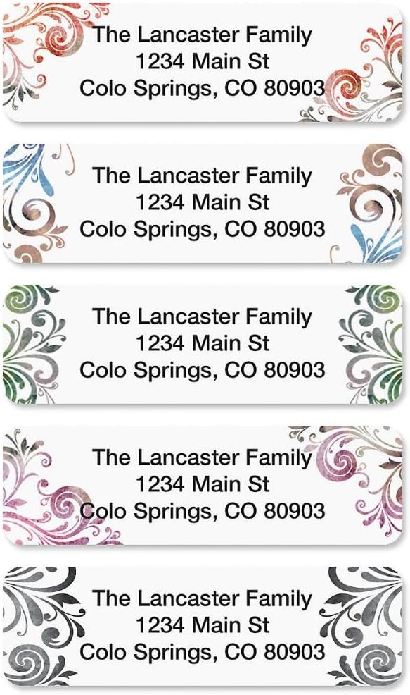 Colorful Images Personalized Return Address Labels, 250 | Gray Swirls 250 Count, Self-Adhesive with Dispenser, Customize with Name & Shipping Address