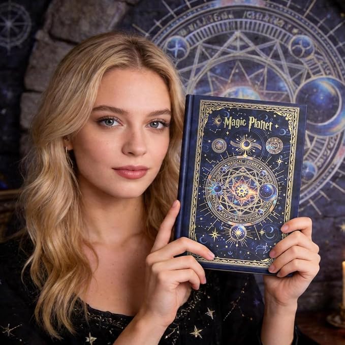 Hardcover Notebook Journal with 224 Pages, A5 Lined Journal with 100 GSM Thick Paper for Smooth Writing, Aesthetic Celestial Magic Planet Notebook Journal Ideal Journal for Teens, Men & Women