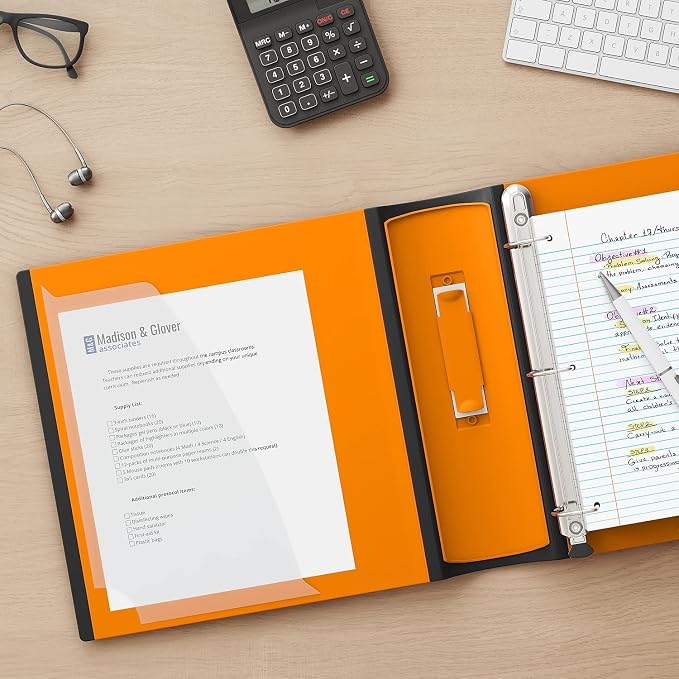 Staples Better Binder, 2" D‑Ring 3‑Ring Binder, Bright Orange, Reinforced Rubber Spine, Durable High‑Capacity Binder for School & Office