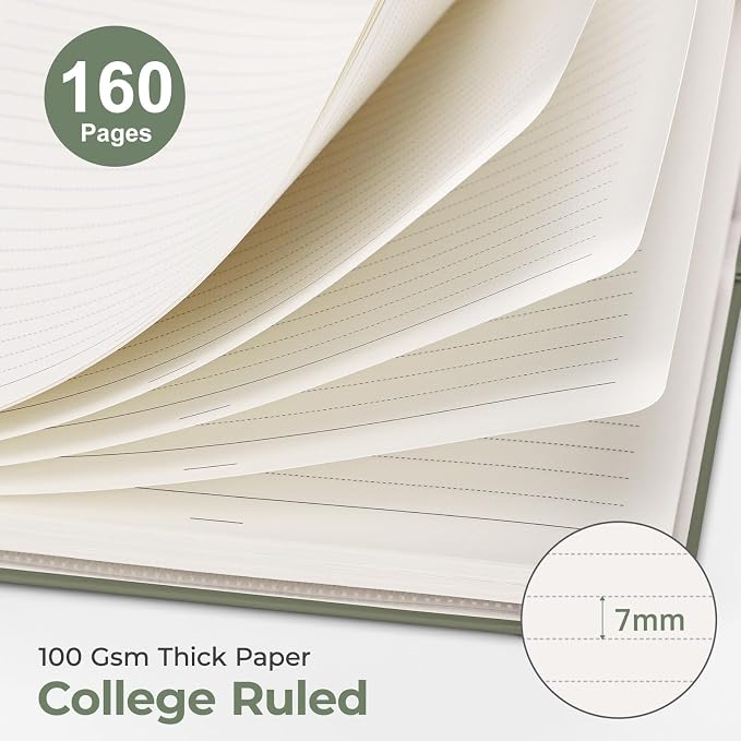 AHGXG Spiral Journal Notebook, 160 Lined Pages, A5 Size (5.7'' x 8.3'') | for Men & Women, Journaling, Writing, Work & Office, Hardcover, 100 GSM Thick Paper (Light Green)
