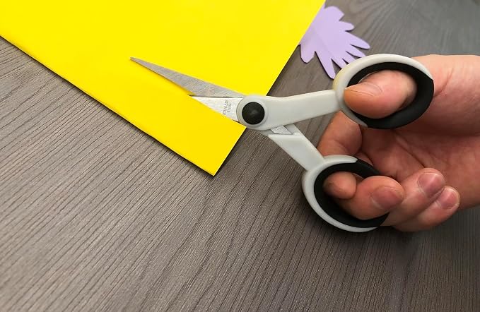 5 Inch Detail Scissors, Precision Paper Cutting Scissor with Stainless Steel Blade, Soft Comfort-Grip, Straight Fine Tips Small Sewing Scissors Set, 3 Pack, White